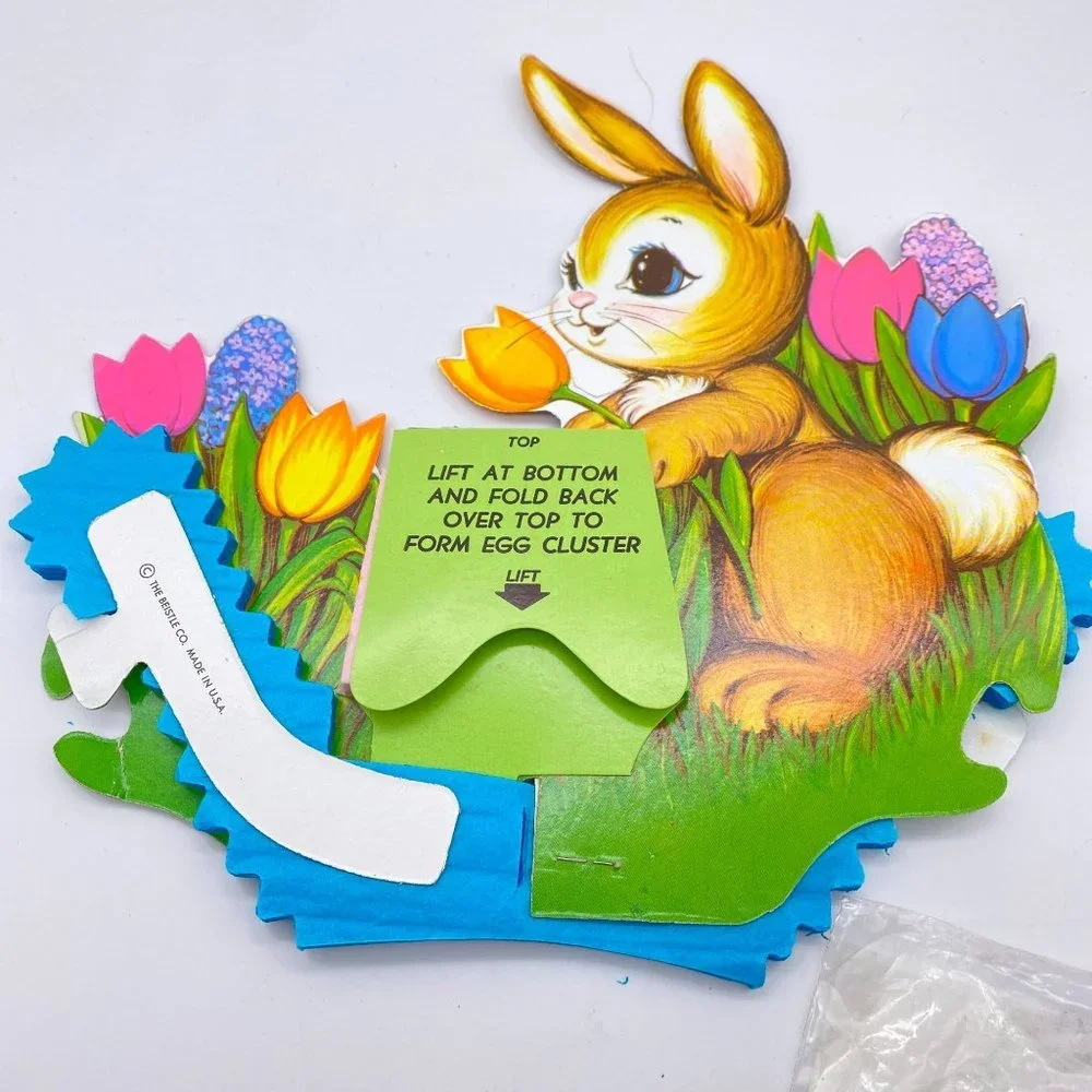 Vintage Beistle Bunny Nest honeycomb art tissue table center piece Easter‎